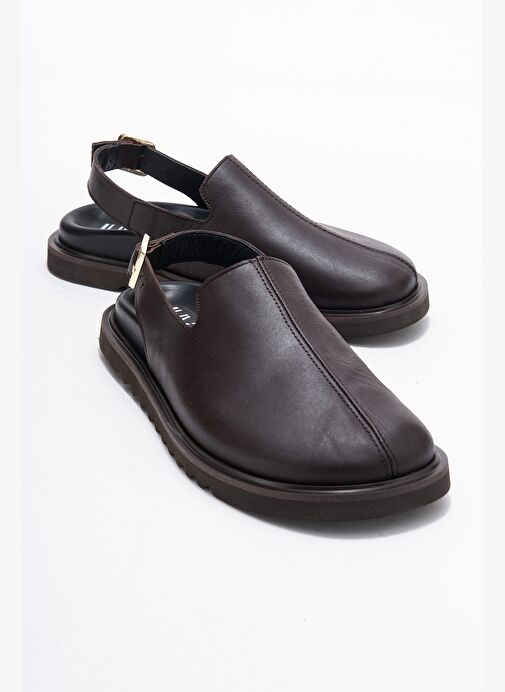 LABY Kahverengi Cilt Hakiki Deri Kadın Sandalet - Görsel 2