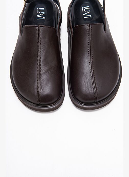 LABY Kahverengi Cilt Hakiki Deri Kadın Sandalet - Görsel 3