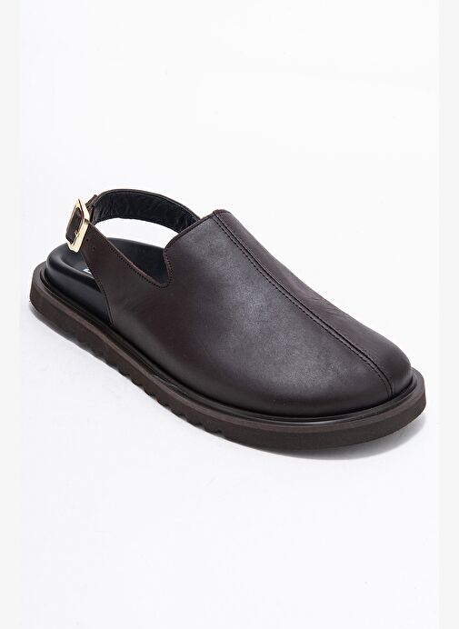 LABY Kahverengi Cilt Hakiki Deri Kadın Sandalet - Görsel 4