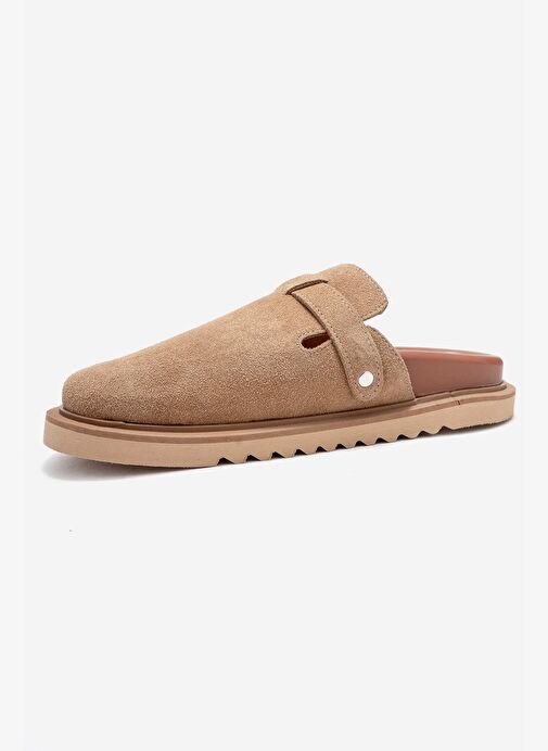 VESTA Toprak Süet Tokalı Hakiki Deri Kadın Burnu Kapalı Terlik - Görsel 5