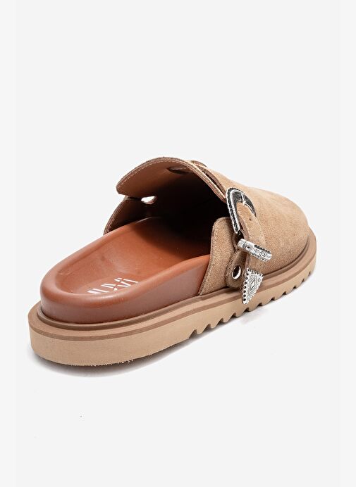 VESTA Toprak Süet Tokalı Hakiki Deri Kadın Burnu Kapalı Terlik - Görsel 6