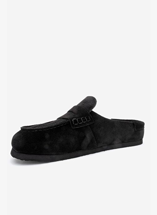 PRIVA Siyah Süet Hakiki Deri Kadın Terlik - Görsel 5