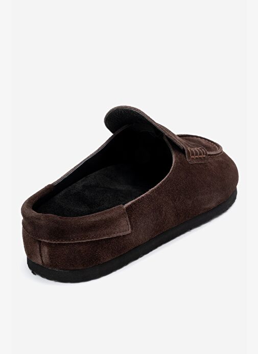 PRIVA Kahverengi Süet Hakiki Deri Kadın Terlik - Görsel 6