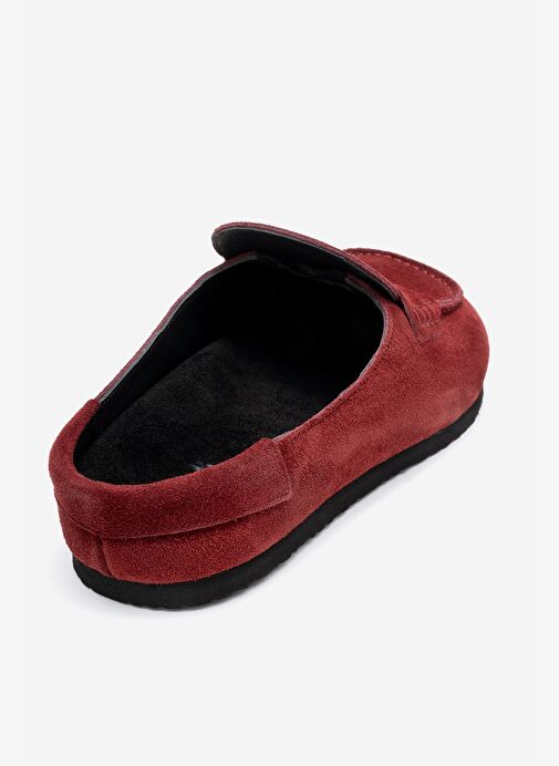 PRIVA Bordo Süet Hakiki Deri Kadın Terlik - Görsel 6