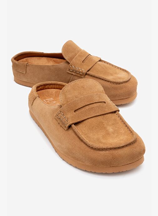 PRIVA Toprak Süet Hakiki Deri Kadın Terlik - Görsel 2