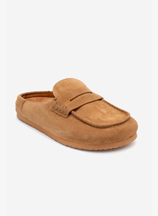 PRIVA Toprak Süet Hakiki Deri Kadın Terlik - Görsel 4