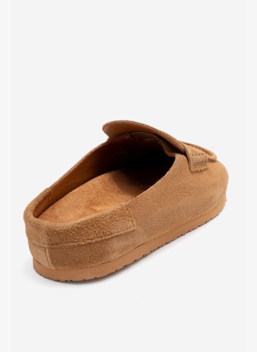 PRIVA Toprak Süet Hakiki Deri Kadın Terlik - Görsel 6