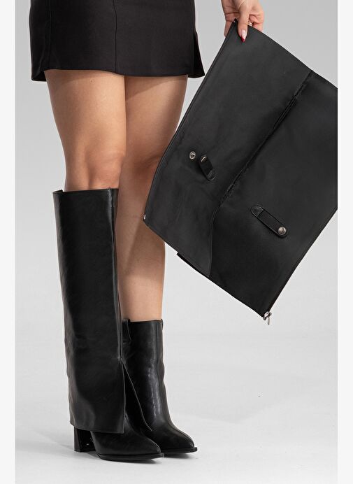 Luvi Shoes Luvi Shoes Mat Siyah AJA Siyah Cilt Kadın Kalın Topuklu Çizme Olabilen Bot Boyner'de! Mat Siyah - 3. görsel