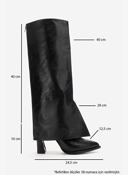 Luvi Shoes Luvi Shoes Mat Siyah AJA Siyah Cilt Kadın Kalın Topuklu Çizme Olabilen Bot Boyner'de! Mat Siyah - 4. görsel