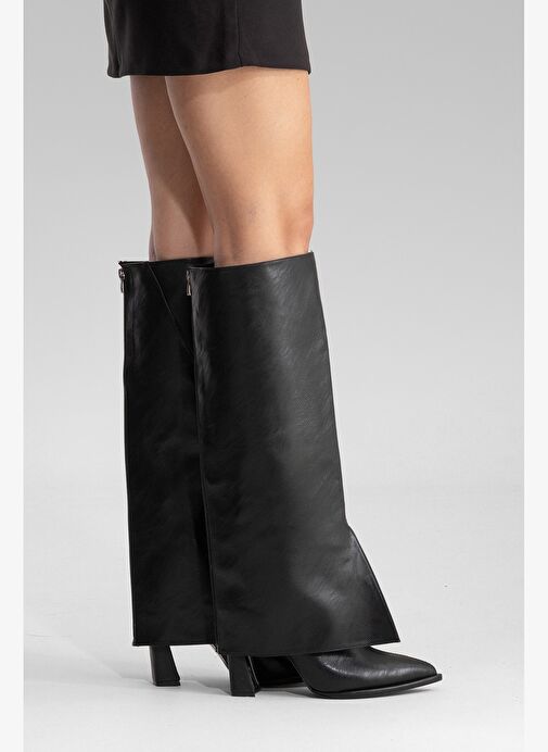 Luvi Shoes Luvi Shoes Mat Siyah AJA Siyah Cilt Kadın Kalın Topuklu Çizme Olabilen Bot Boyner'de! Mat Siyah - 8. görsel