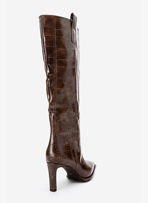 LUNELLE Kahverengi Baskı Sivri Burunlu Kadın Topuklu Çizme - Görsel 7