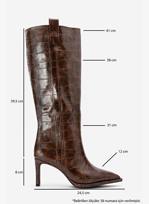 LUNELLE Kahverengi Baskı Sivri Burunlu Kadın Topuklu Çizme - Görsel 8