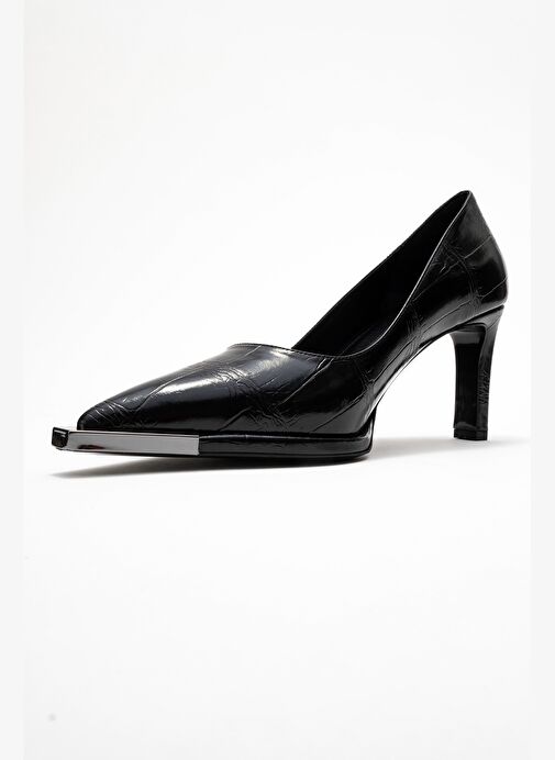 LIORA Siyah Baskı Platin Detaylı Kadın Blok Topuklu Topuklu Ayakkabı - Görsel 5