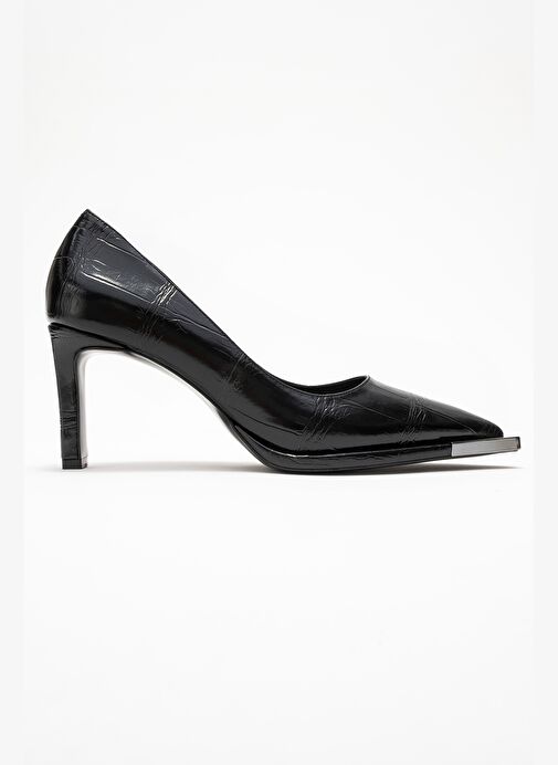 LIORA Siyah Baskı Platin Detaylı Kadın Blok Topuklu Topuklu Ayakkabı - Görsel 7