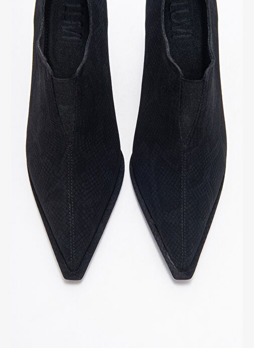 ALYA Siyah Desenli Lastikli Kadın Bilekte Topuklu Ayakkabı - Görsel 3