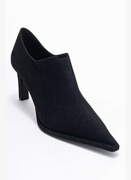 ALYA Siyah Desenli Lastikli Kadın Bilekte Topuklu Ayakkabı - Görsel 4