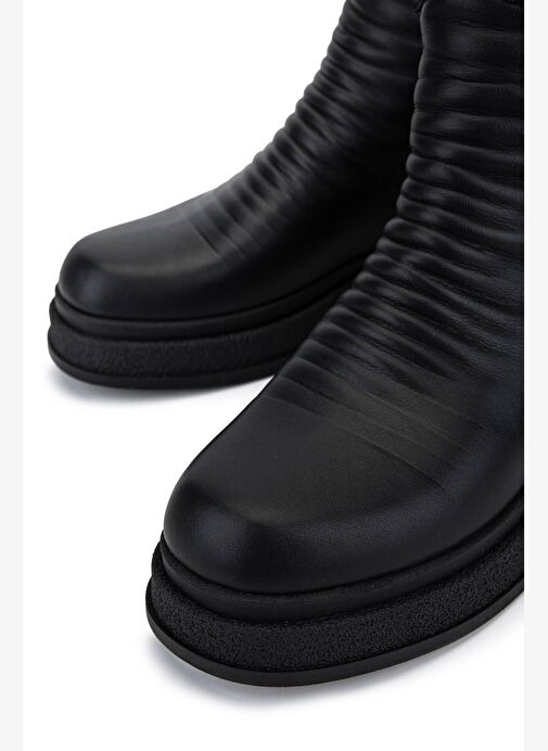 Tamer Tanca Kadın Hakiki Deri Siyah Deri Casual Bot - Görsel 5