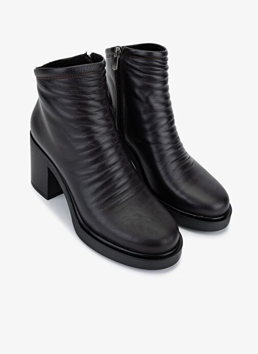 Valmenti Kadın Hakiki Deri Kahverengi Topuklu Bot - Görsel 3