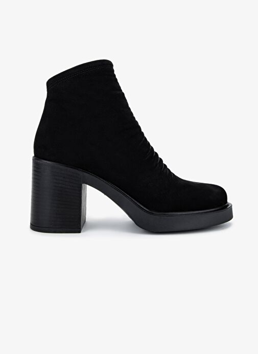 Valmenti Kadın Hakiki Deri Siyah Nubuk Topuklu Bot - Görsel 2