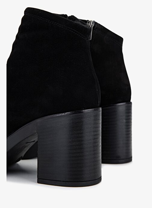 Valmenti Kadın Hakiki Deri Siyah Nubuk Topuklu Bot - Görsel 5