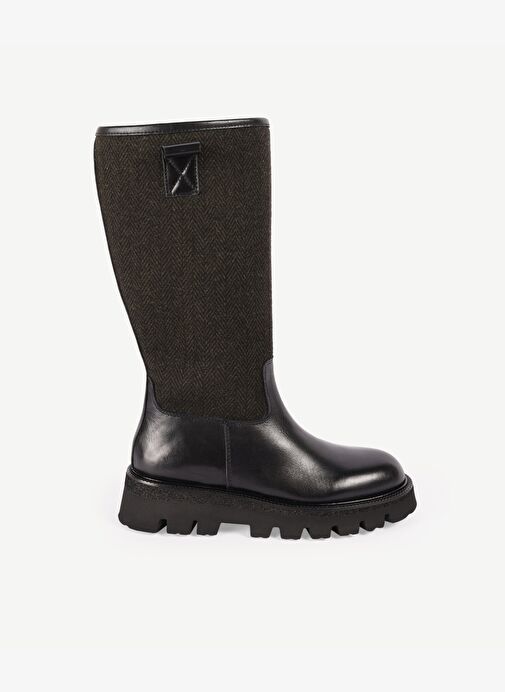 Yargıcı Yargıcı Haki KUMAŞ DETAYLI DERİ UZUN BOT | Boyner Haki - 3. görsel