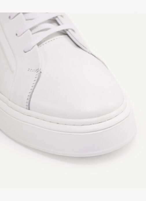 Silikon Kabartmanlı Deri Bağlı Sneakers - Görsel 3