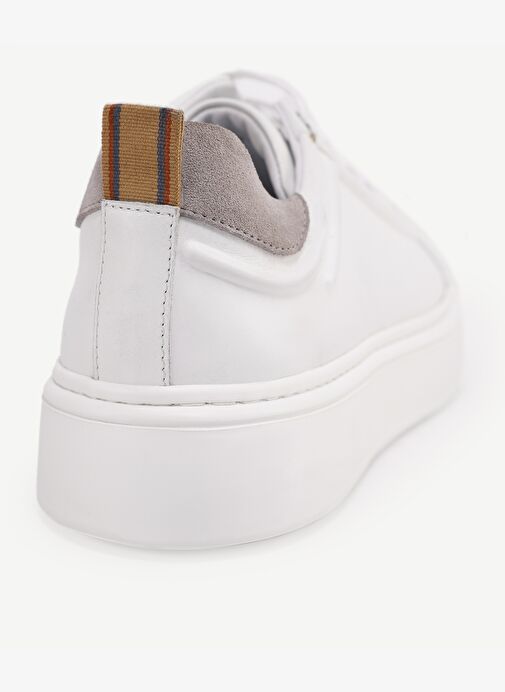 Silikon Kabartmanlı Deri Bağlı Sneakers - Görsel 4