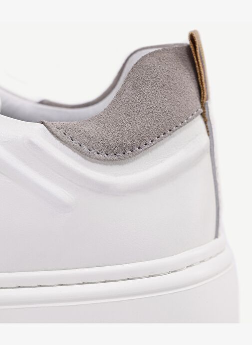 Silikon Kabartmanlı Deri Bağlı Sneakers - Görsel 6