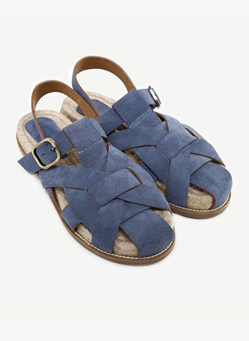 Yargıcı Lacivert Kadın Süet Sandalet 24YKAY4590X - Görsel 5