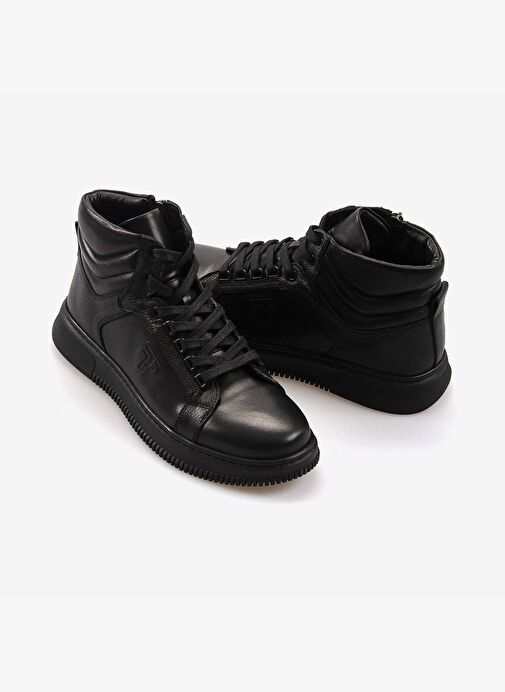 Kemal Tanca Hakiki Deri Kauçuk Taban Siyah Erkek Günlük Bot 1860 - Görsel 4