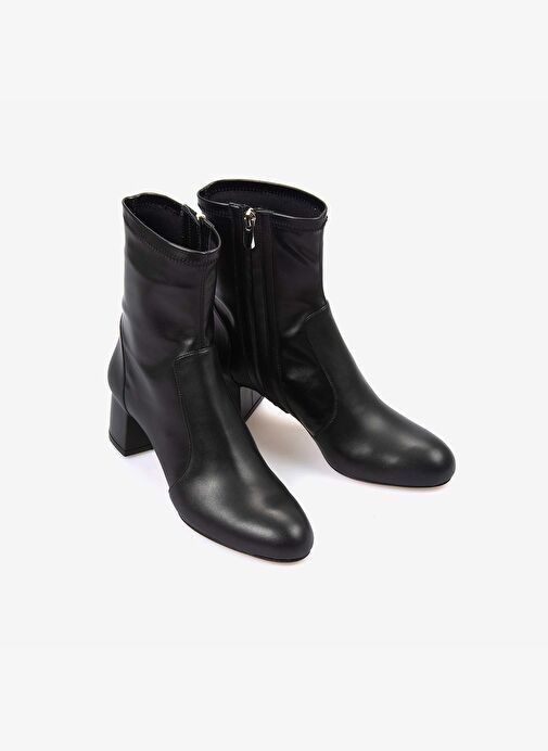 Mocassini Hakiki Deri Kadın Siyah Bot M101 - Görsel 4