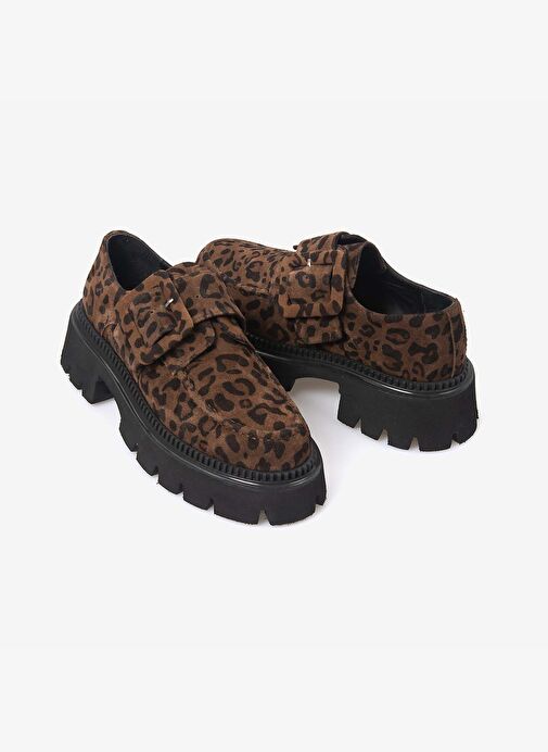 Kemal Tanca Hakiki Deri Leopar Desenli Kadın Loafer 426-02 - Görsel 4