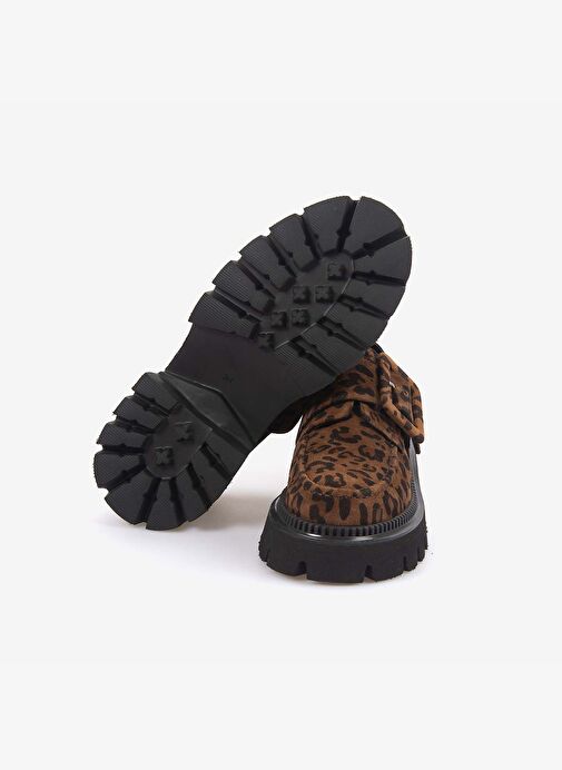Kemal Tanca Hakiki Deri Leopar Desenli Kadın Loafer 426-02 - Görsel 6