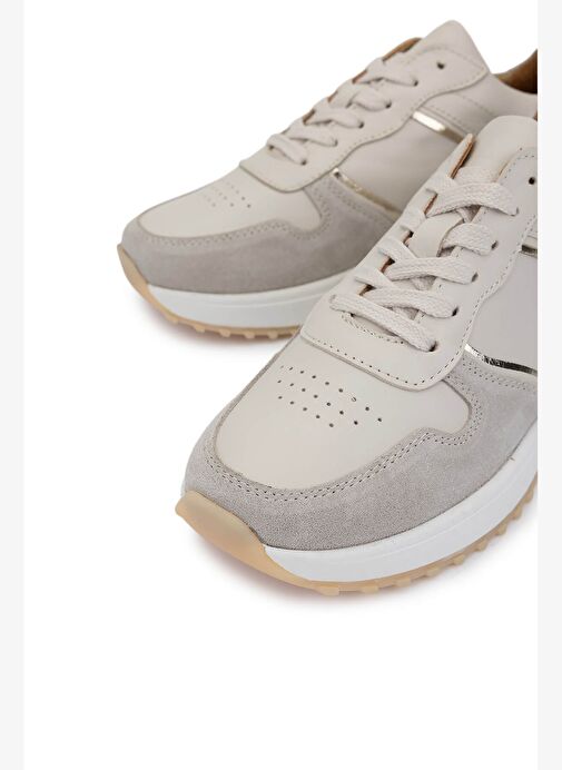 Tamer Tanca Kadın Hakiki Deri Bej Süet Sneakers & Spor Ayakkabı - Görsel 4
