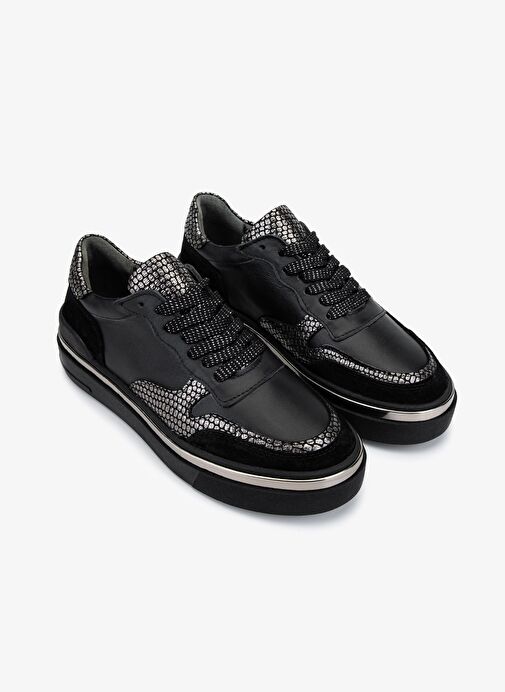 Valmenti Kadın Hakiki Deri Siyah Sneakers & Spor Ayakkabı - Görsel 3
