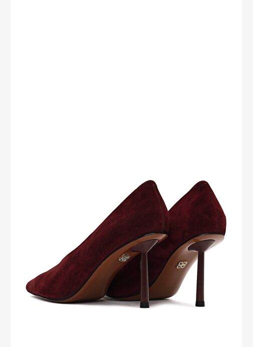 Kadın Bordo İnce Topuklu Süet Deri Stiletto 25AFD100610 - Görsel 7