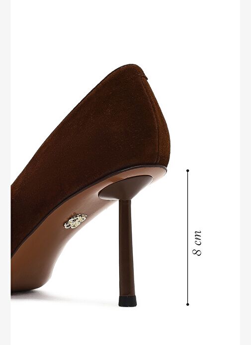 Kadın Kahverengi İnce Topuklu Süet Deri Stiletto 25AFD100710 - Görsel 3