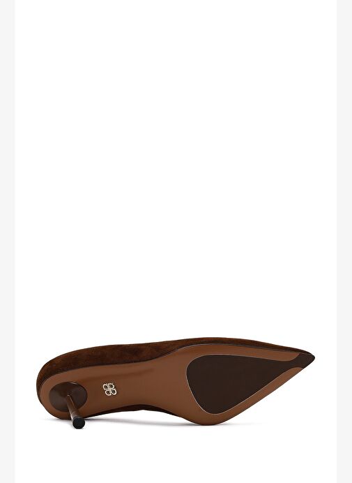 Kadın Kahverengi İnce Topuklu Süet Deri Stiletto 25AFD100710 - Görsel 6