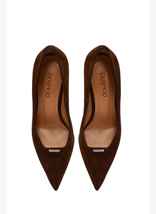 Kadın Kahverengi İnce Topuklu Süet Deri Stiletto 25AFD100710 - Görsel 9