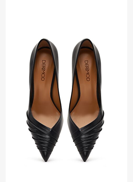Kadın Siyah İnce Topuklu Deri Stiletto 25AFD100818 - Görsel 9