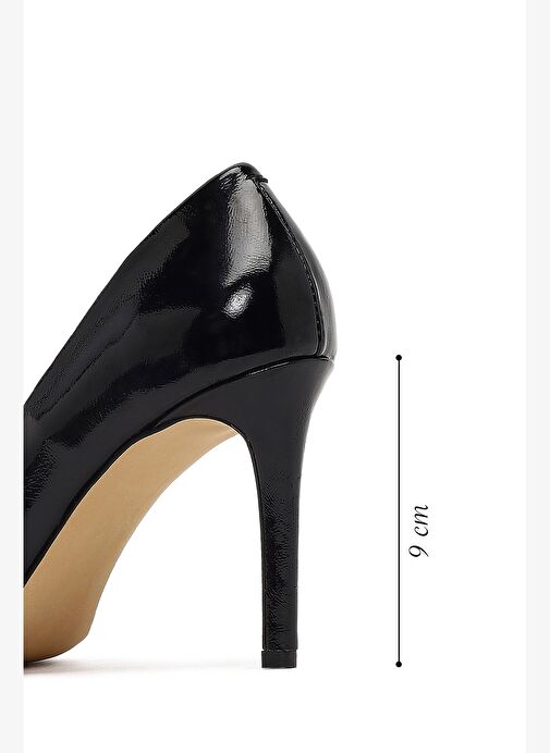 Kadın Siyah İnce Topuklu Rugan Deri Stiletto 25AFD130616 - Görsel 3