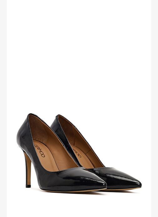Kadın Siyah İnce Topuklu Rugan Deri Stiletto 25AFD130616 - Görsel 4