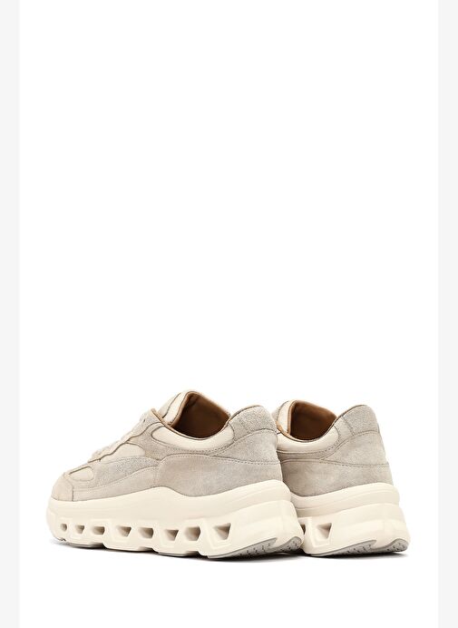 Kadın Bej Bağcıklı Kalın Tabanlı Deri Sneaker 25AFD142014 - Görsel 6