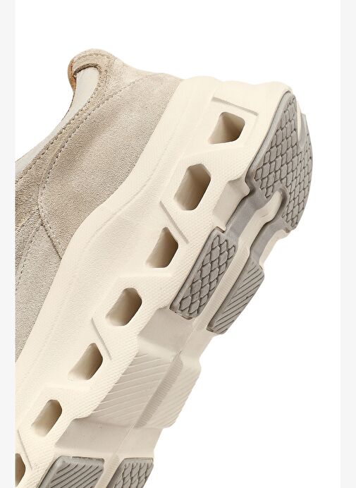 Kadın Bej Bağcıklı Kalın Tabanlı Deri Sneaker 25AFD142014 - Görsel 9