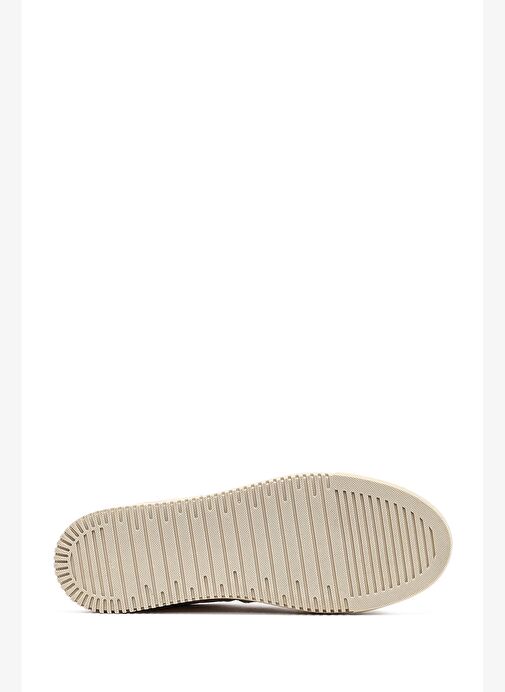 Kadın Bej Bağcıklı Kalın Tabanlı Desenli Deri Sneaker 25AFD142114 - Görsel 5