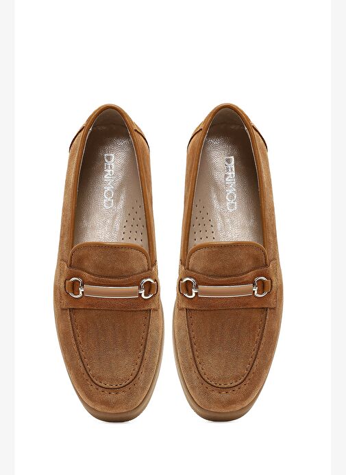 Kadın Taba Tokalı Süet Deri Comfort Loafer 25AFD154010 - Görsel 8