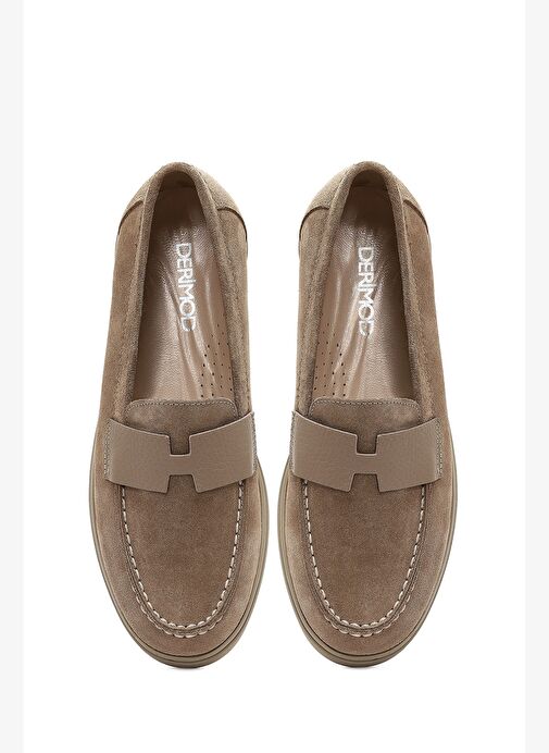 Kadın Vizon Süet Deri Comfort Loafer 25AFD154210 - Görsel 8