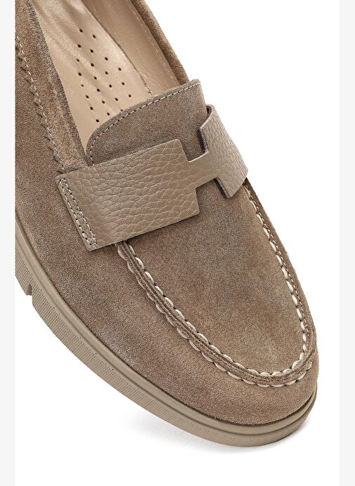Kadın Vizon Süet Deri Comfort Loafer 25AFD154210 - Görsel 9
