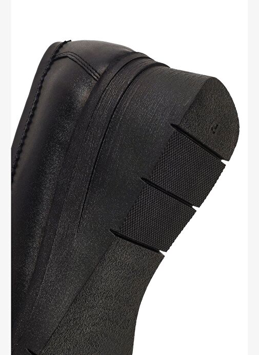Kadın Siyah Tokalı Dolgu Topuklu Deri Comfort Loafer 25AFD154318 - Görsel 9