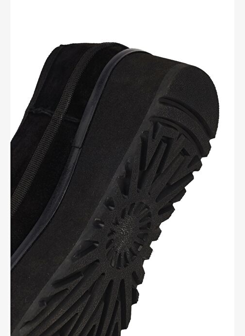 Kadın Siyah Kalın Tabanlı Bağcıklı Süet Deri Teddy Casual Ayakkabı 25AFD189610 - Görsel 9